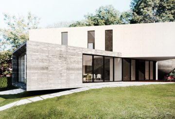 MAISON EN BETON ET VERRE – BETON BANCHE AVEC PLANCHETTES – RT 2012, par SKP architecture